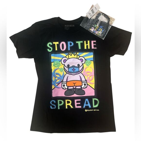 Reason Stop The Spread Short Sleeve Tee With Matching Mask - Picture 1 of 4